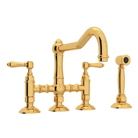 Acqui® Bridge Kitchen Faucet With Side Spray Italian Brass PoshHaus