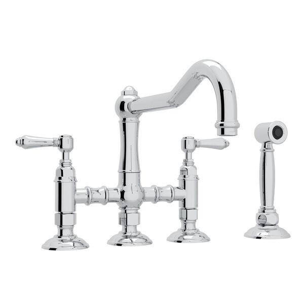 Acqui® Bridge Kitchen Faucet With Side Spray Polished Chrome PoshHaus