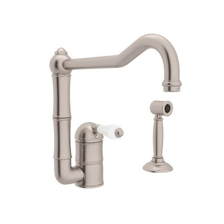 Acqui® Extended Spout Kitchen Faucet With Side Spray Satin Nickel PoshHaus