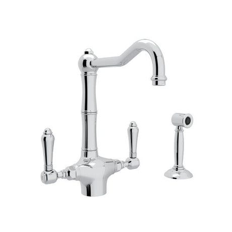 Acqui® Two Handle Kitchen Faucet With Side Spray Polished Chrome PoshHaus