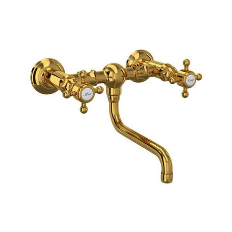 Acqui® Wall Mount Bridge Lavatory Faucet Unlacquered Brass PoshHaus