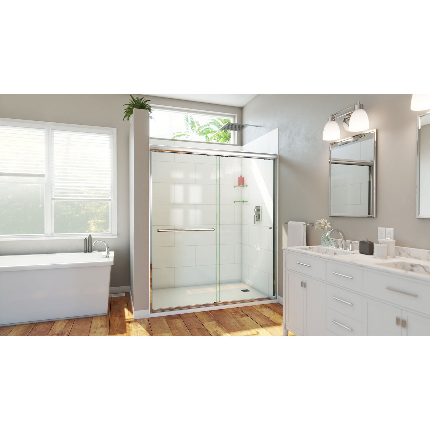DreamLine Alliance Pro HV 56-60 in. W x 70 1/2 in. H Semi-Frameless Sliding Shower Door in Chrome and Clear Glass