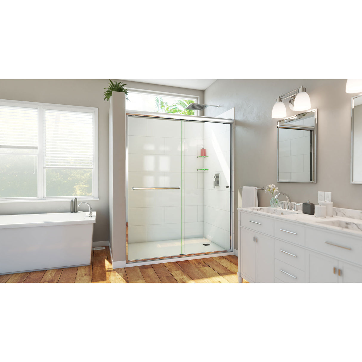 DreamLine Alliance Pro HV 56-60 in. W x 76 1/2 in. H Semi-Frameless Sliding Shower Door in Chrome and Clear Glass