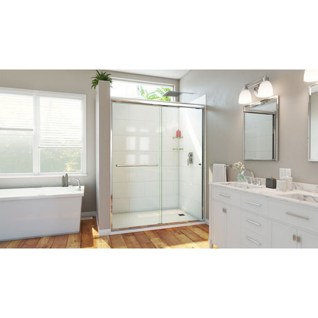 DreamLine Alliance Pro HV 56-60 in. W x 76 1/2 in. H Semi-Frameless Sliding Shower Door in Chrome and Clear Glass