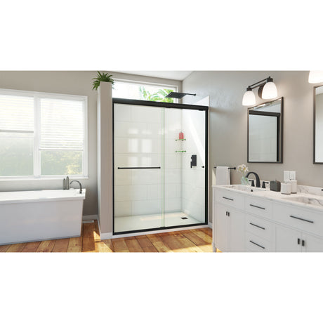 DreamLine Alliance Pro HV 56-60 in. W x 76 1/2 in. H Semi-Frameless Sliding Shower Door in Satin Black and Clear Glass