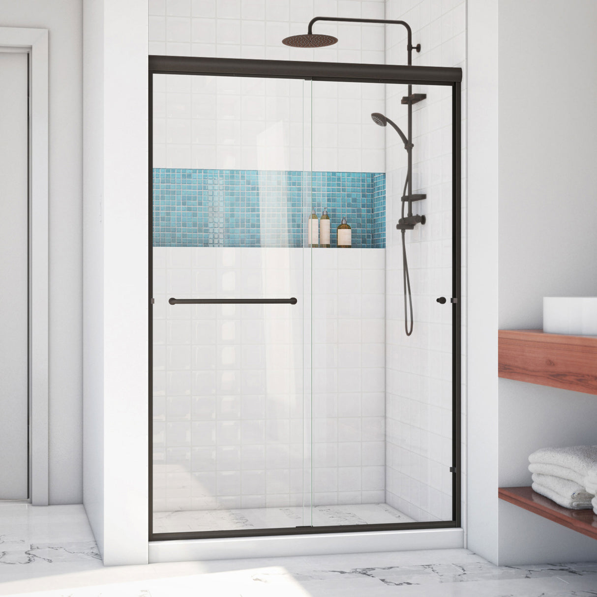 DreamLine Alliance Pro LT 44-48 in. W x 70 3/8 in. H Semi-Frameless Sliding Shower Door in Oil Rubbed Bronze and Clear Glass