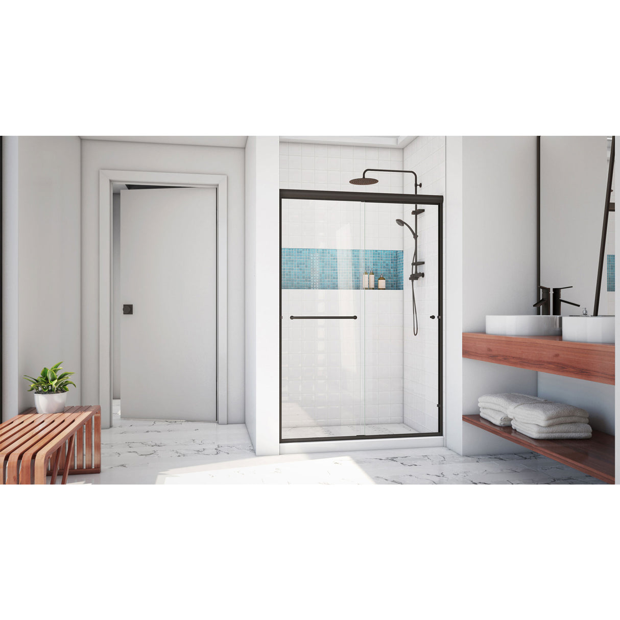 DreamLine Alliance Pro LT 44-48 in. W x 70 3/8 in. H Semi-Frameless Sliding Shower Door in Oil Rubbed Bronze and Clear Glass