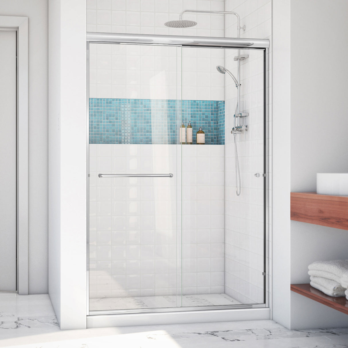 DreamLine Alliance Pro LT 44-48 in. W x 70 3/8 in. H Semi-Frameless Bypass Sliding Shower Door in Chrome and Clear Glass