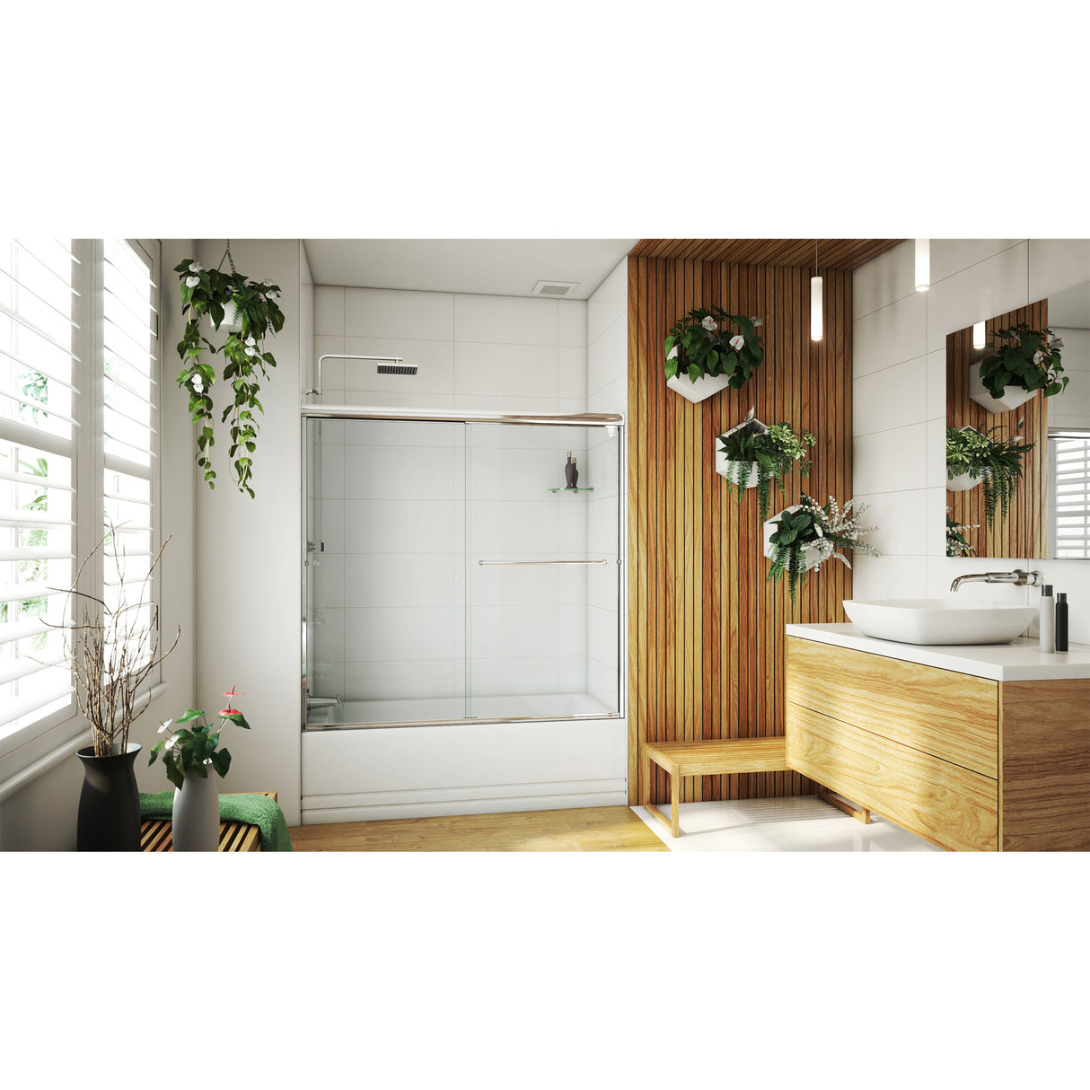 DreamLine Alliance Pro LT 56-60 in. W x 57 3/8 in. H Semi-Frameless Bypass Sliding Tub Door in Chrome and Clear Glass