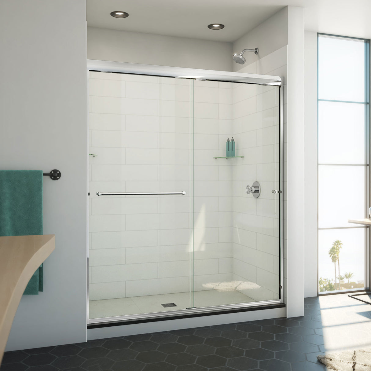 DreamLine Alliance Pro ML 56-60 in. W x 70 1/2 in. H Semi-Frameless Sliding Shower Door in Chrome and Clear Glass