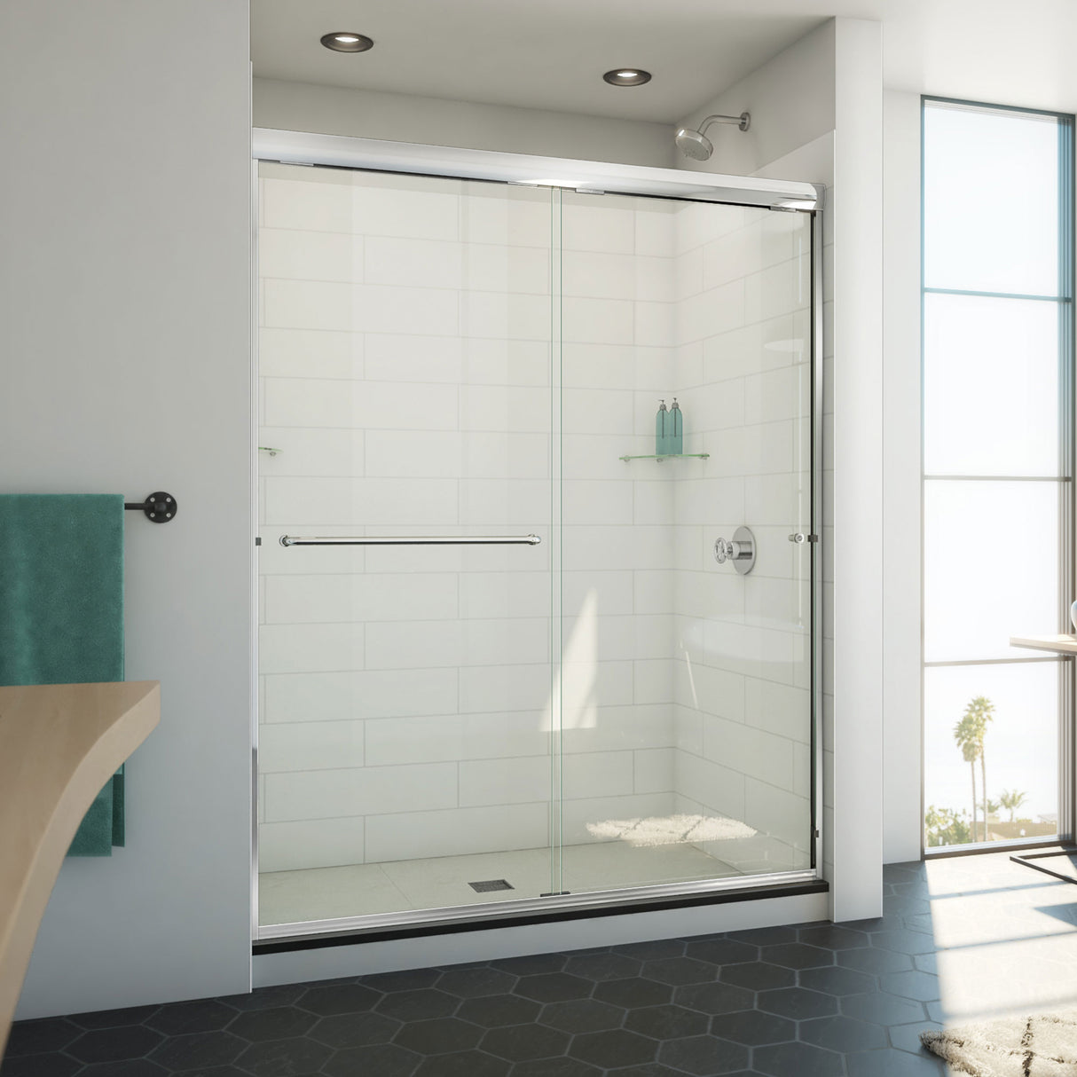 DreamLine Alliance Pro ML 56-60 in. W x 74 1/2 in. H Semi-Frameless Sliding Shower Door in Chrome and Clear Glass