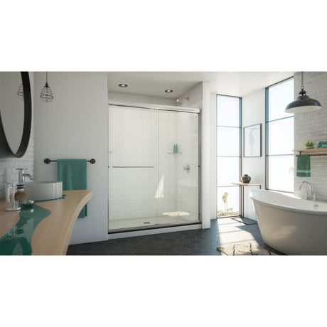 DreamLine Alliance Pro ML 56-60 in. W x 74 1/2 in. H Semi-Frameless Sliding Shower Door in Brushed Nickel and Clear Glass