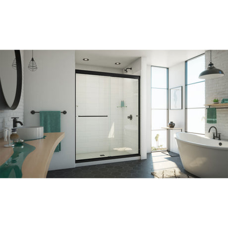 DreamLine Alliance Pro ML 56-60 in. W x 74 1/2 in. H Semi-Frameless Sliding Shower Door in Satin Black and Clear Glass
