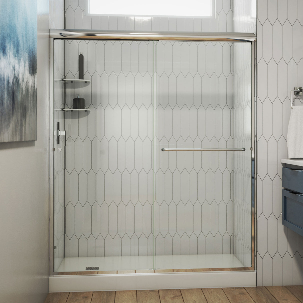 DreamLine Alliance Pro 56-60 in. W x 70 3/8 in. H Semi-Frameless Bypass Bypass Sliding Shower Door in Chrome and Clear Glass