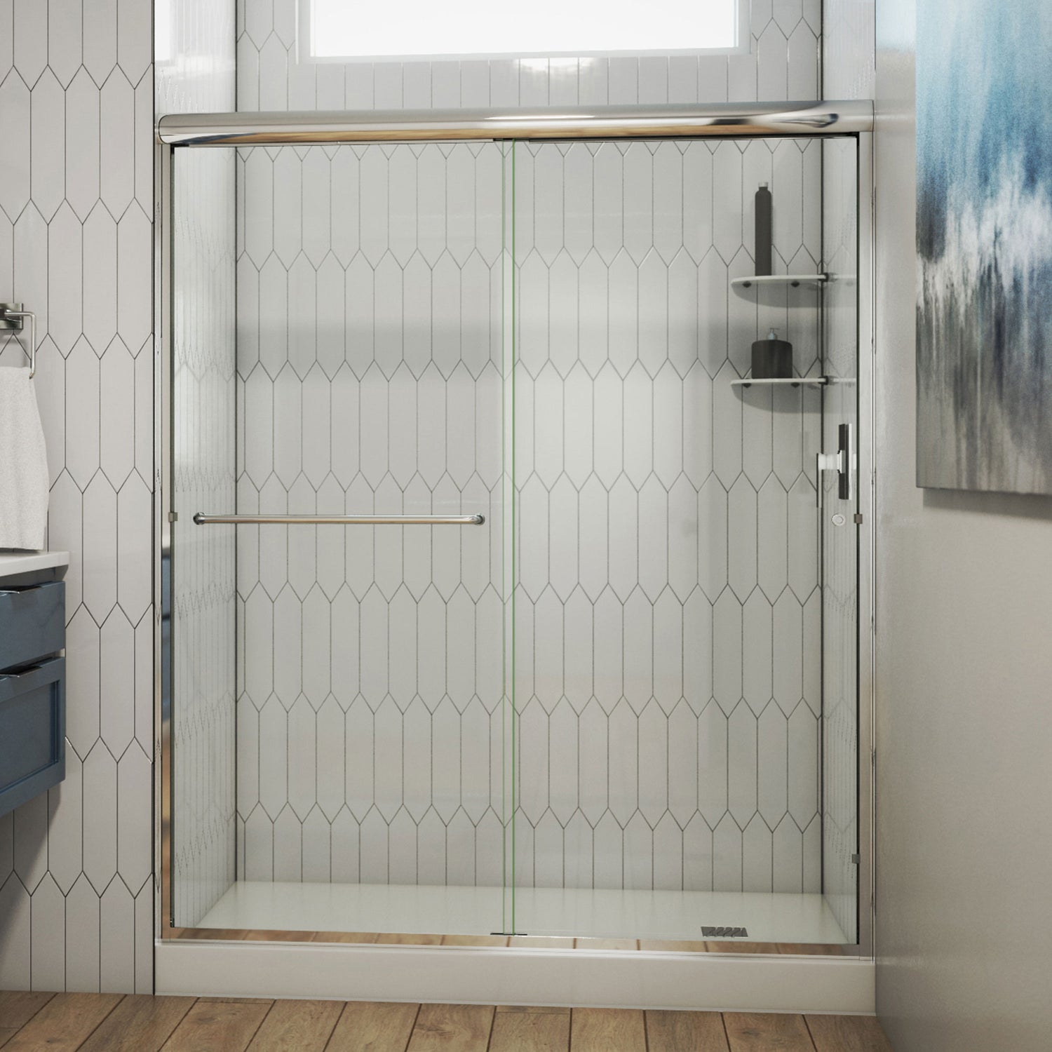 DreamLine Alliance Pro 56-60 in. W x 70 3/8 in. H Semi-Frameless Bypass Bypass Sliding Shower Door in Chrome and Clear Glass