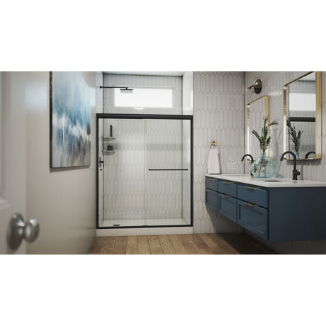 DreamLine Alliance Pro 56-60 in. W x 70 3/8 in. H Semi-Frameless Bypass Sliding Shower Door in Satin Black and Clear Glass