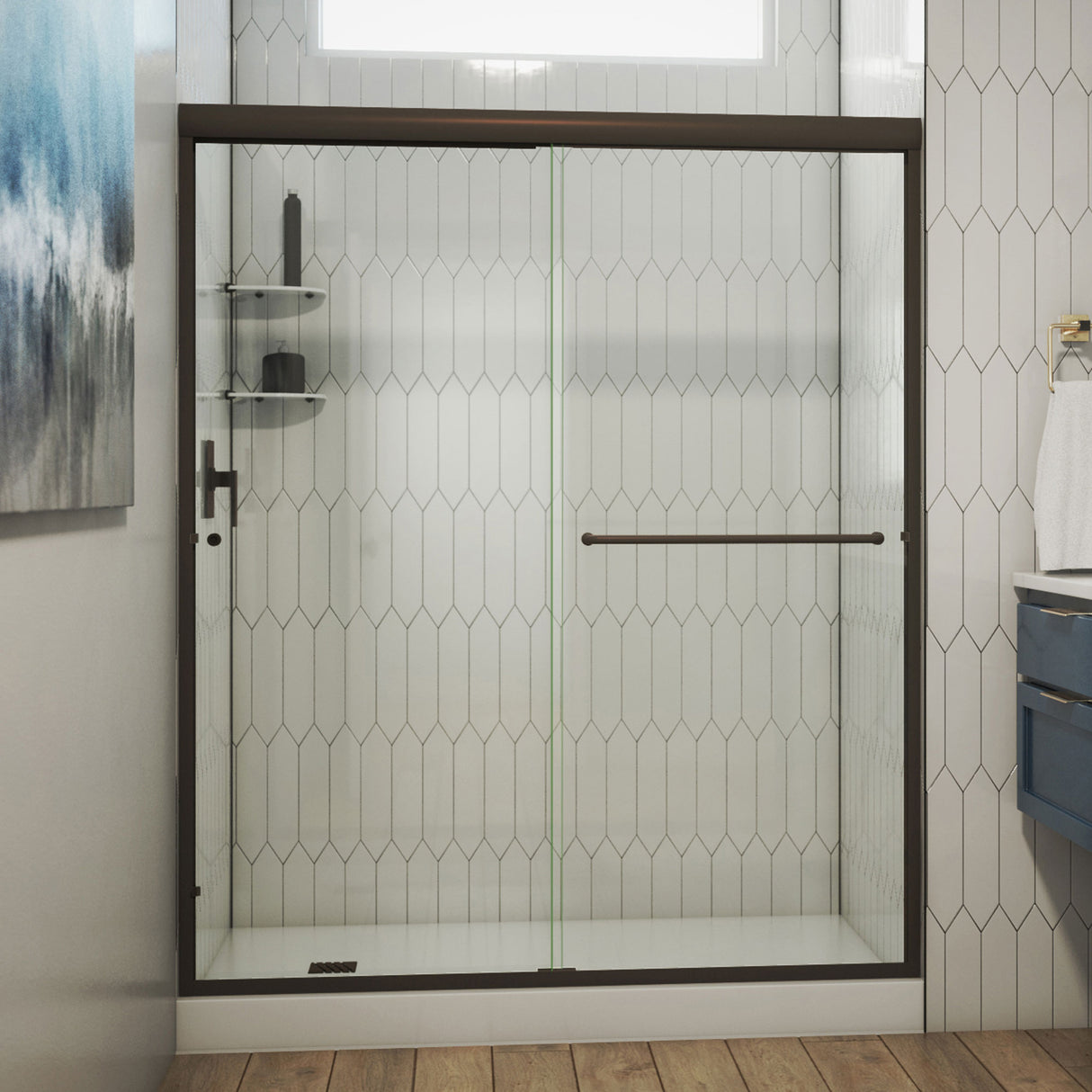 DreamLine Alliance Pro 56-60 in. W x 76 3/8 in. H Semi-Frameless Bypass Sliding Shower Door in Oil Rubbed Bronze and Clear Glass