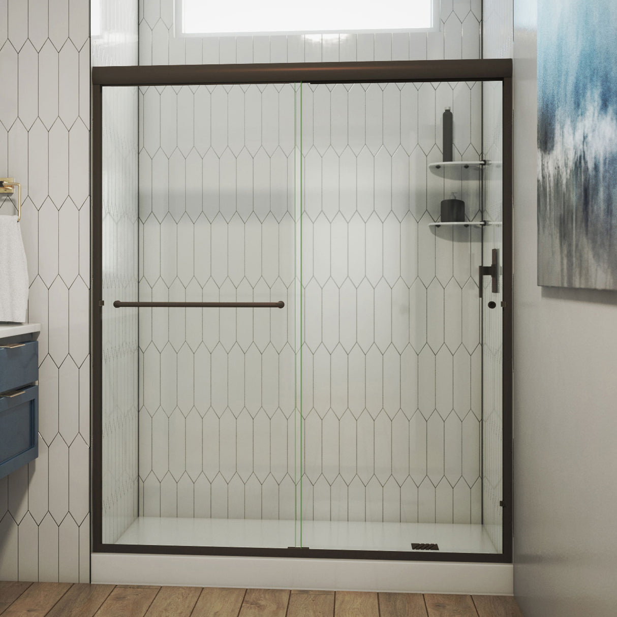 DreamLine Alliance Pro 56-60 in. W x 76 3/8 in. H Semi-Frameless Bypass Sliding Shower Door in Oil Rubbed Bronze and Clear Glass