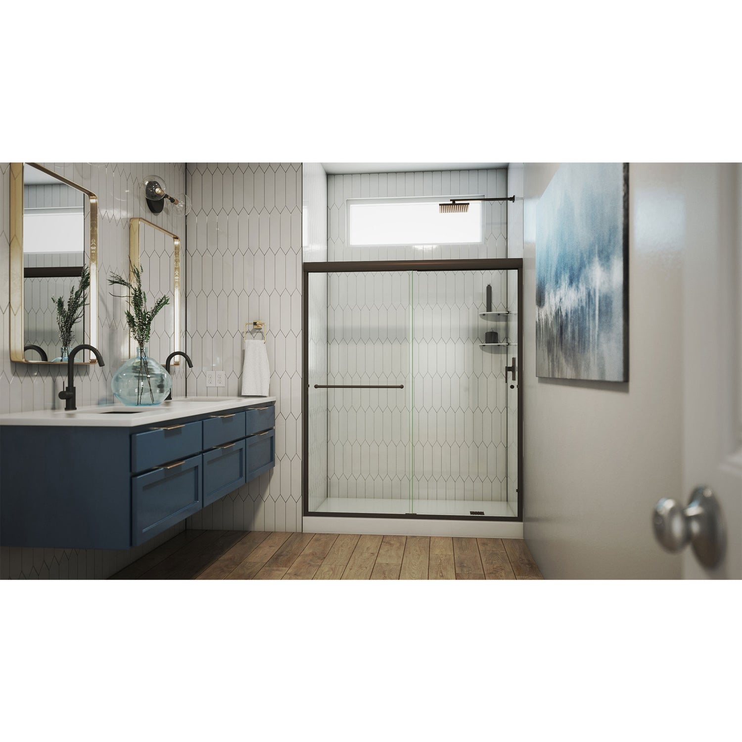 DreamLine Alliance Pro 56-60 in. W x 76 3/8 in. H Semi-Frameless Bypass Sliding Shower Door in Oil Rubbed Bronze and Clear Glass