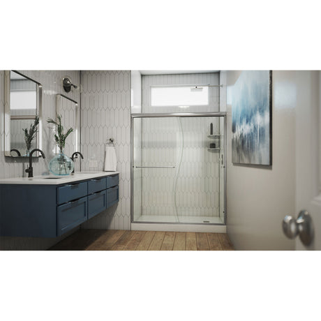 DreamLine Alliance Pro 56-60 in. W x 76 3/8 in. H Semi-Frameless Sliding Shower Door in Brushed Nickel and Curved Glass
