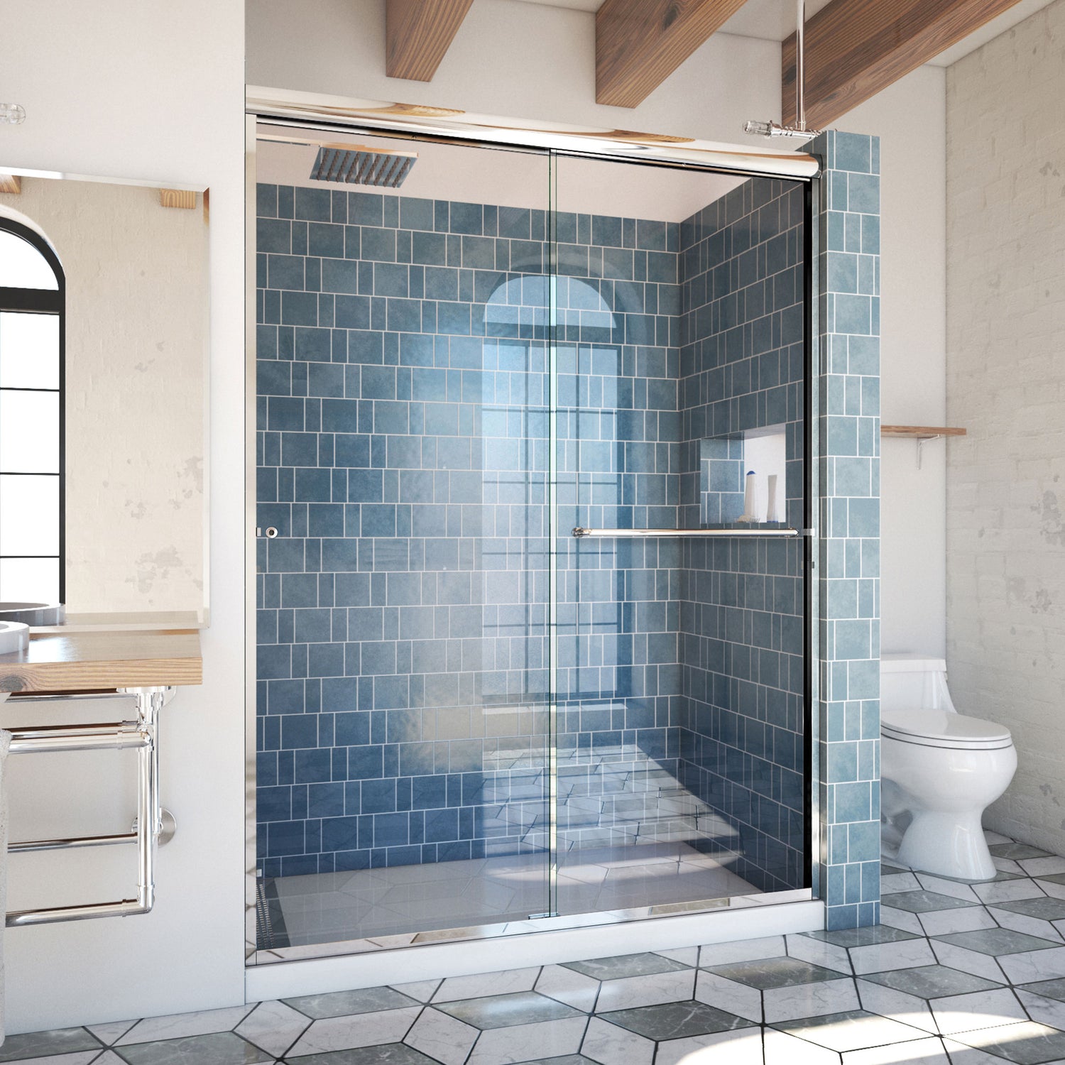 DreamLine Alliance Pro 56-60 in. W x 80 3/8 in. H Semi-Frameless Bypass Sliding Shower Door in Chrome and Clear Glass