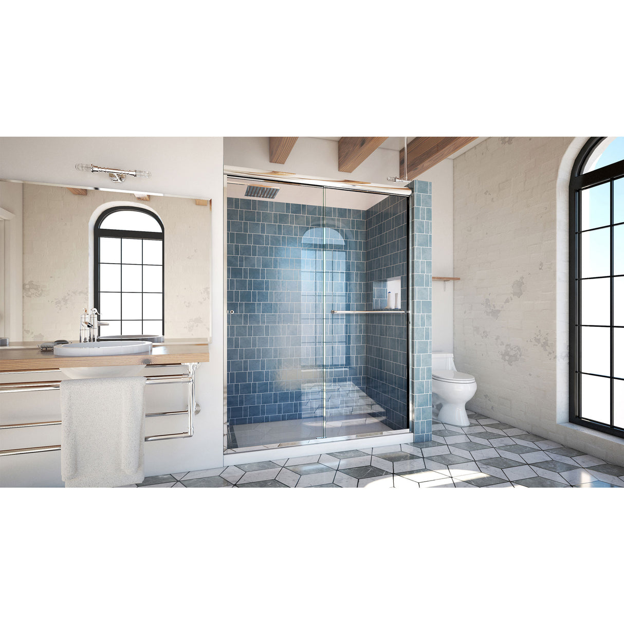 DreamLine Alliance Pro 56-60 in. W x 80 3/8 in. H Semi-Frameless Bypass Sliding Shower Door in Chrome and Clear Glass