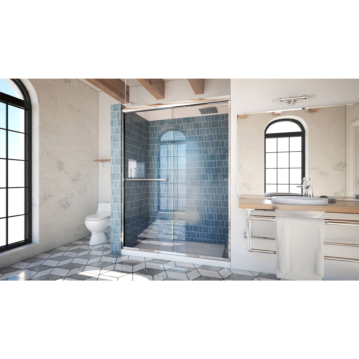 DreamLine Alliance Pro 56-60 in. W x 80 3/8 in. H Semi-Frameless Bypass Sliding Shower Door in Chrome and Clear Glass