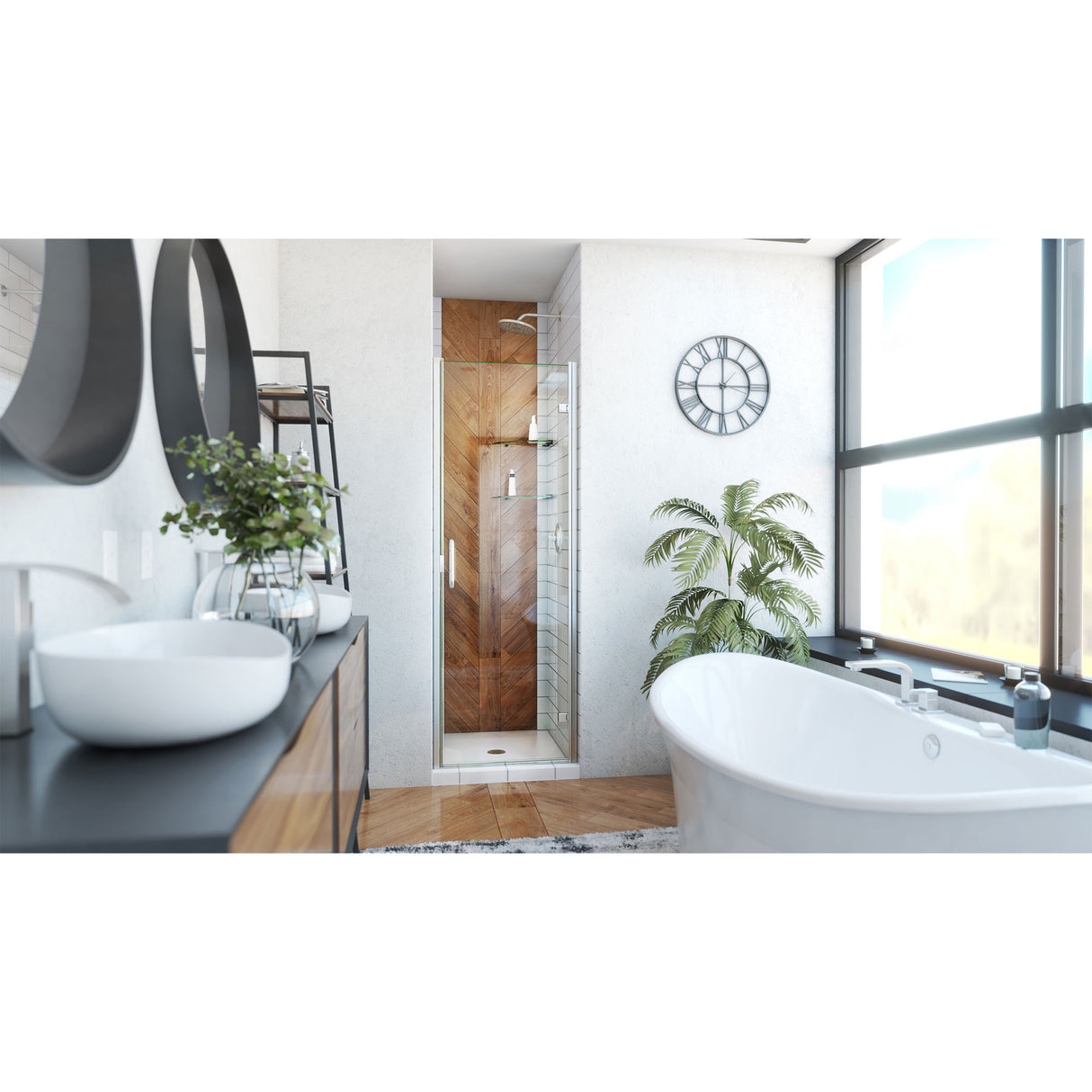 DreamLine Alliance Swing 24 in. W x 72 5/8 in. H Semi-Frameless Swing Shower Door in Brushed Nickel and Clear Glass