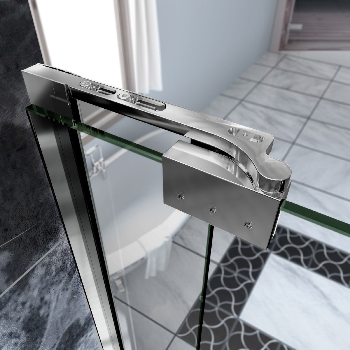 DreamLine Allure 54-55 in. W x 73 in. H Frameless Pivot Shower Door in Chrome