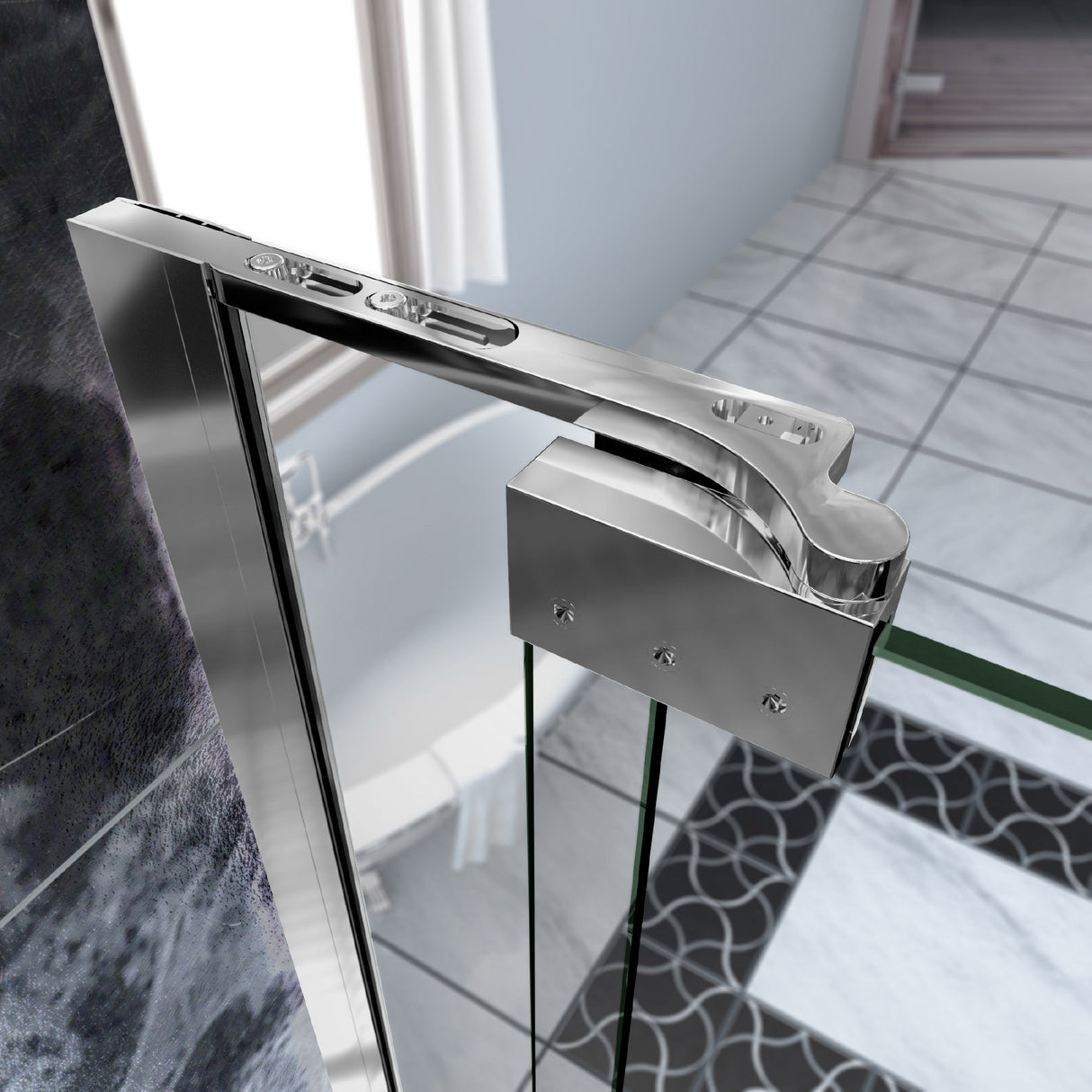 DreamLine Allure 61-62 in. W x 73 in. H Frameless Pivot Shower Door in Chrome
