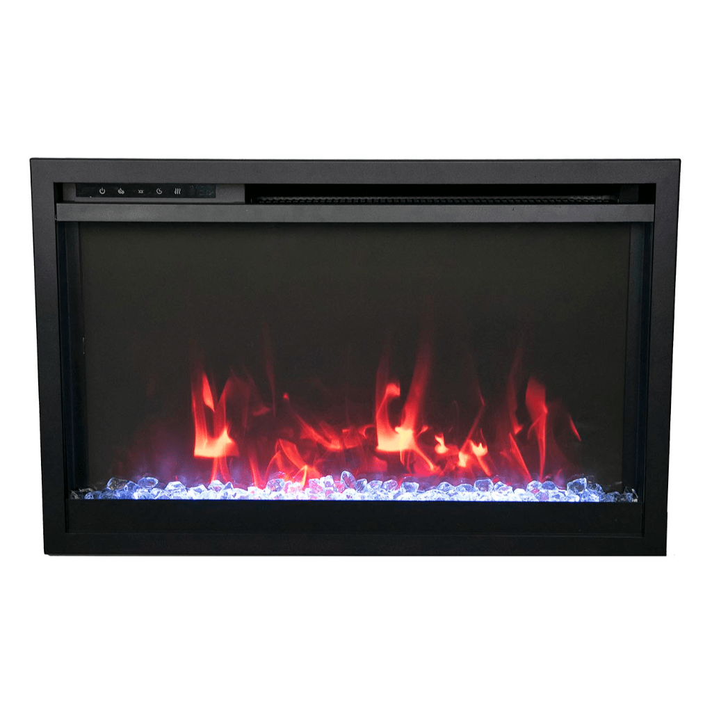 Amantii TRD-26-XS Traditional Xtraslim Smart Electric 26" WiFi Enabled Fireplace, Featuring a Multi Function Remote Control, Multi Flame Speeds and Clear Glass Media