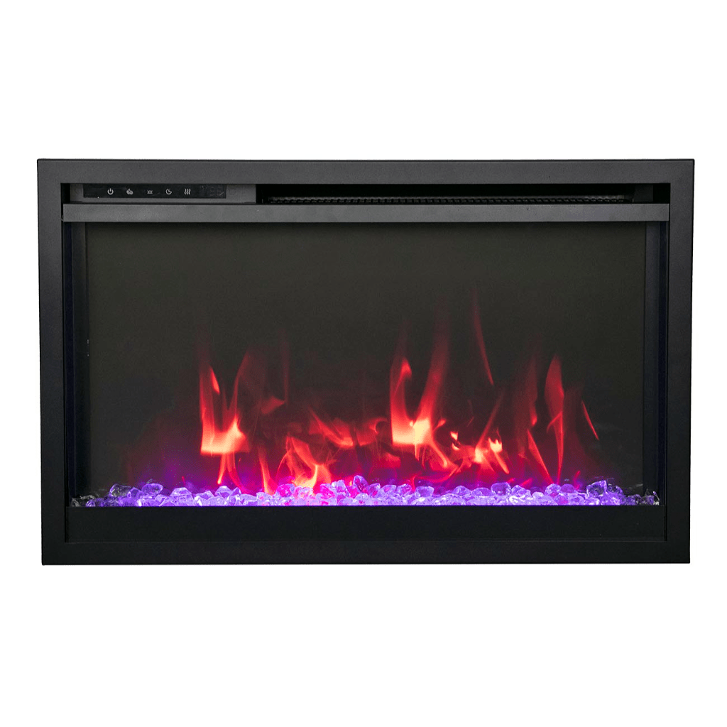 Amantii TRD-26-XS Traditional Xtraslim Smart Electric 26" WiFi Enabled Fireplace, Featuring a Multi Function Remote Control, Multi Flame Speeds and Clear Glass Media