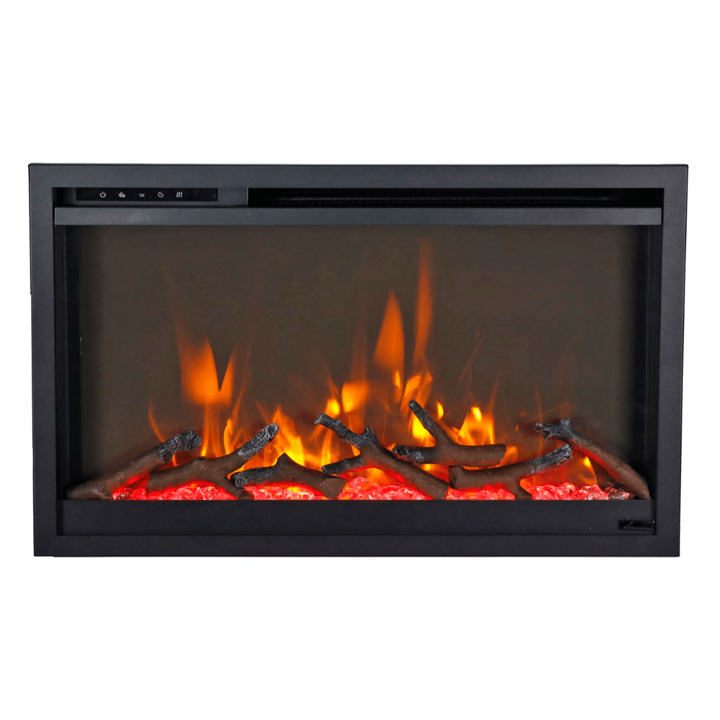 Amantii TRD-26-XS Traditional Xtraslim Smart Electric 26" WiFi Enabled Fireplace, Featuring a Multi Function Remote Control, Multi Flame Speeds and Clear Glass Media