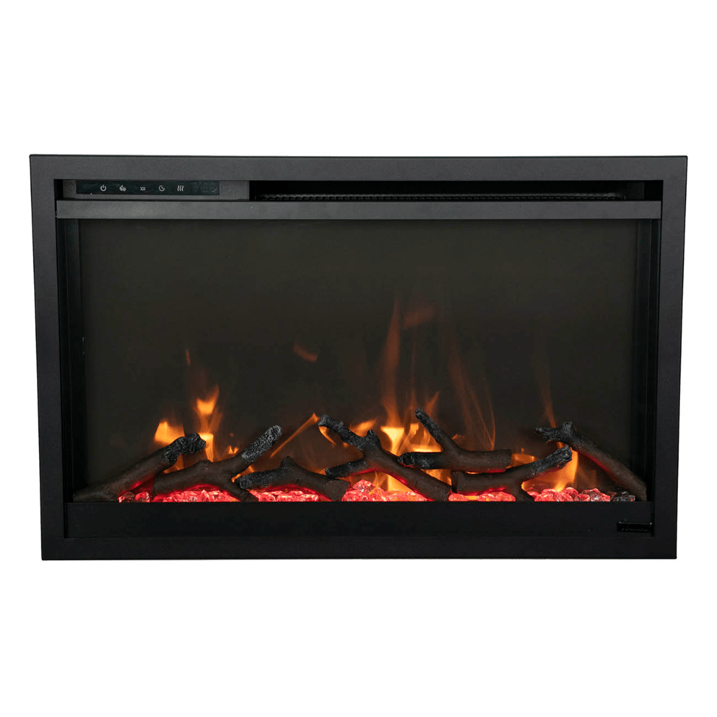 Amantii TRD-26-XS Traditional Xtraslim Smart Electric 26" WiFi Enabled Fireplace, Featuring a Multi Function Remote Control, Multi Flame Speeds and Clear Glass Media