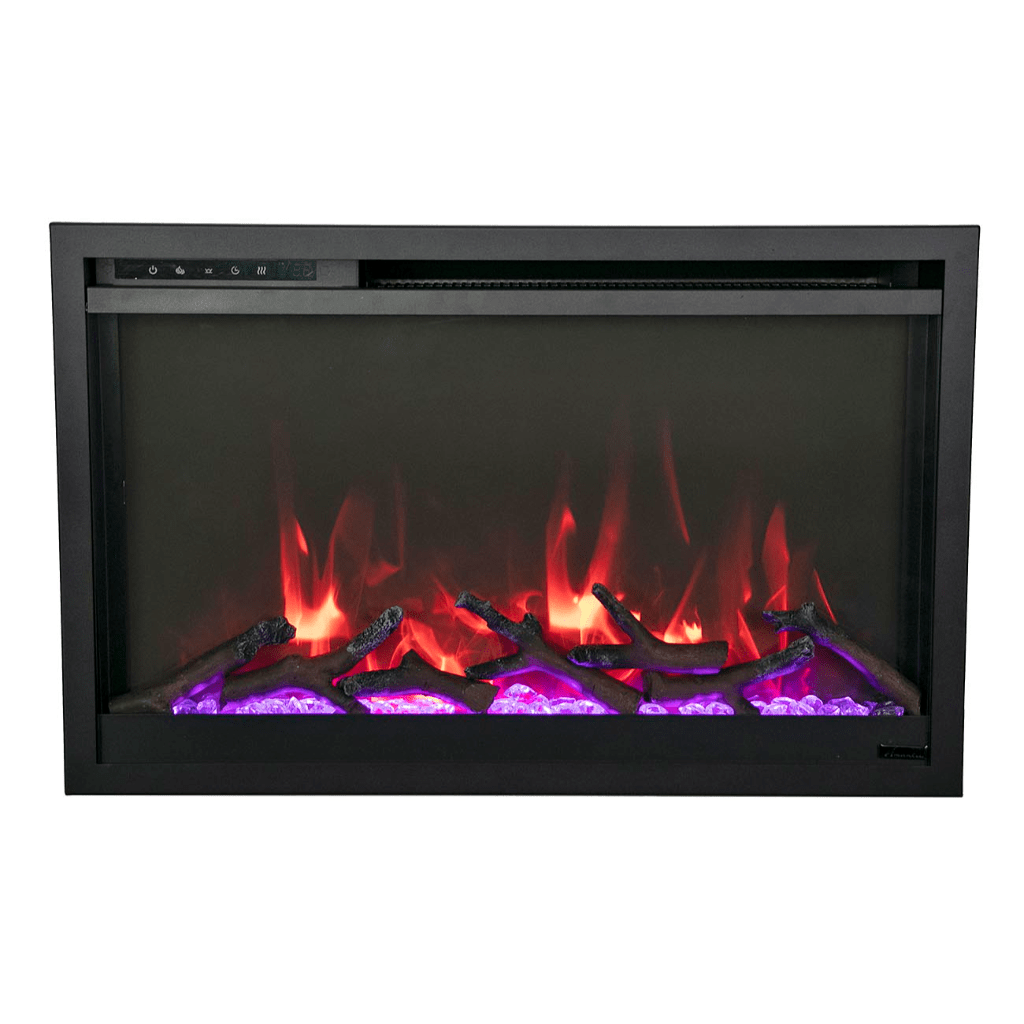 Amantii TRD-26-XS Traditional Xtraslim Smart Electric 26" WiFi Enabled Fireplace, Featuring a Multi Function Remote Control, Multi Flame Speeds and Clear Glass Media