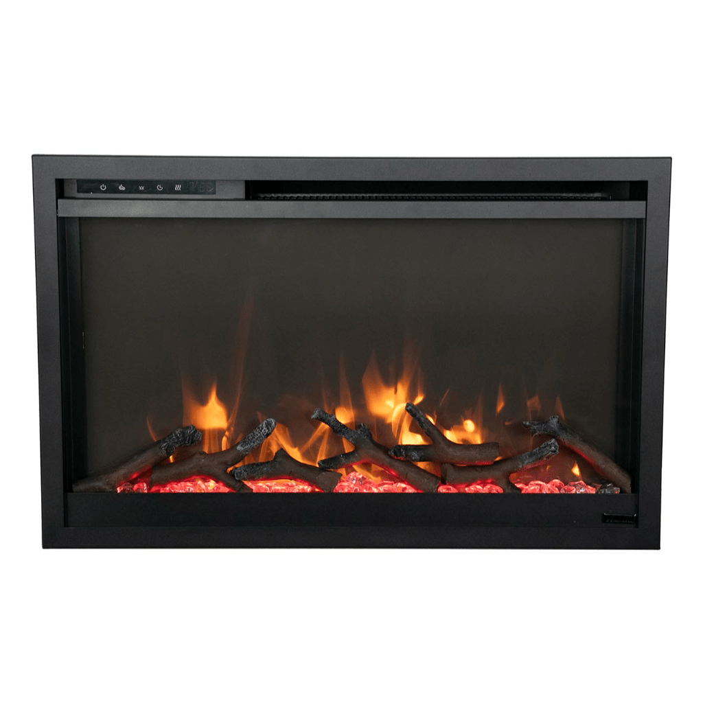 Amantii TRD-26-XS Traditional Xtraslim Smart Electric 26" WiFi Enabled Fireplace, Featuring a Multi Function Remote Control, Multi Flame Speeds and Clear Glass Media