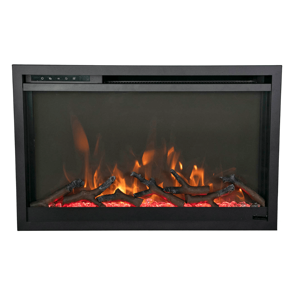 Amantii TRD-26-XS Traditional Xtraslim Smart Electric 26" WiFi Enabled Fireplace, Featuring a Multi Function Remote Control, Multi Flame Speeds and Clear Glass Media