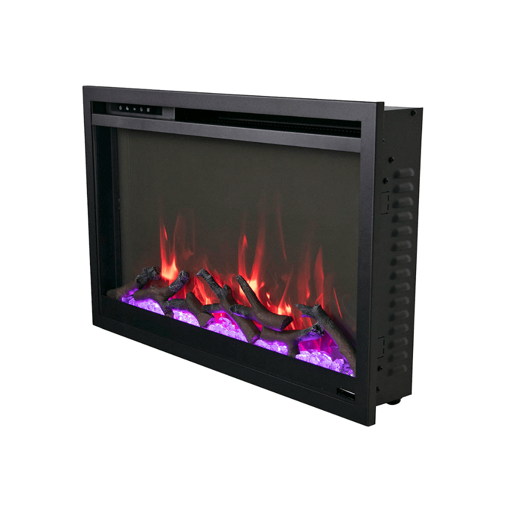 Amantii TRD-26-XS Traditional Xtraslim Smart Electric 26" WiFi Enabled Fireplace, Featuring a Multi Function Remote Control, Multi Flame Speeds and Clear Glass Media