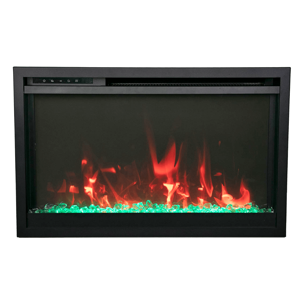 Amantii TRD-30-XS Traditional Xtraslim Smart Electric 30" WiFi Enabled Fireplace, Featuring a Multi Function Remote Control, Multi Flame Speeds and Clear Glass Media