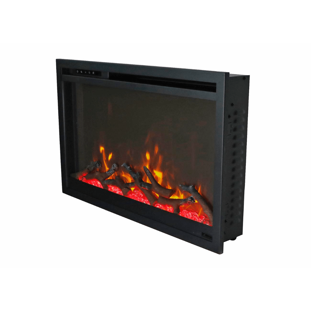 Amantii TRD-30-XS Traditional Xtraslim Smart Electric 30" WiFi Enabled Fireplace, Featuring a Multi Function Remote Control, Multi Flame Speeds and Clear Glass Media