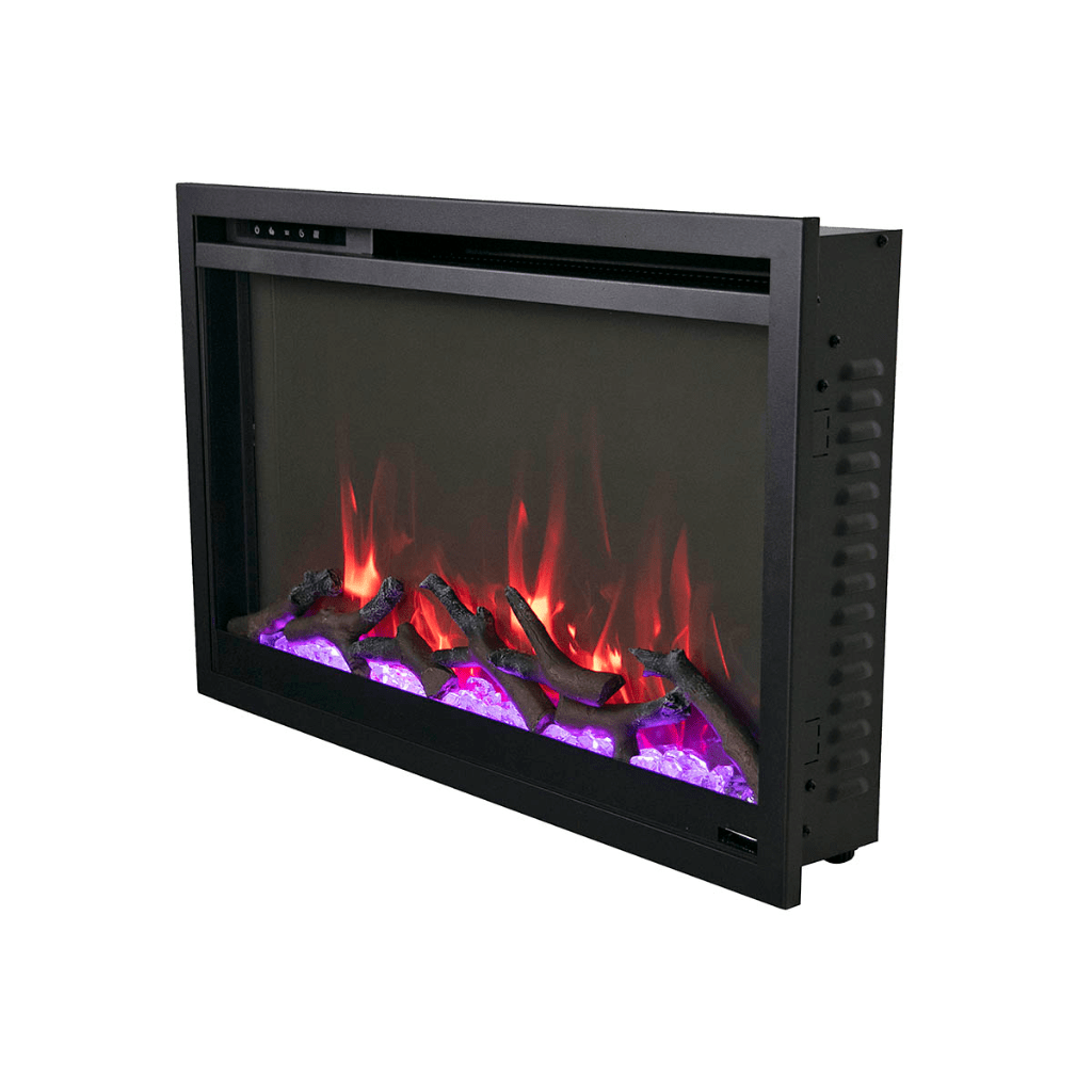 Amantii TRD-30-XS Traditional Xtraslim Smart Electric 30" WiFi Enabled Fireplace, Featuring a Multi Function Remote Control, Multi Flame Speeds and Clear Glass Media