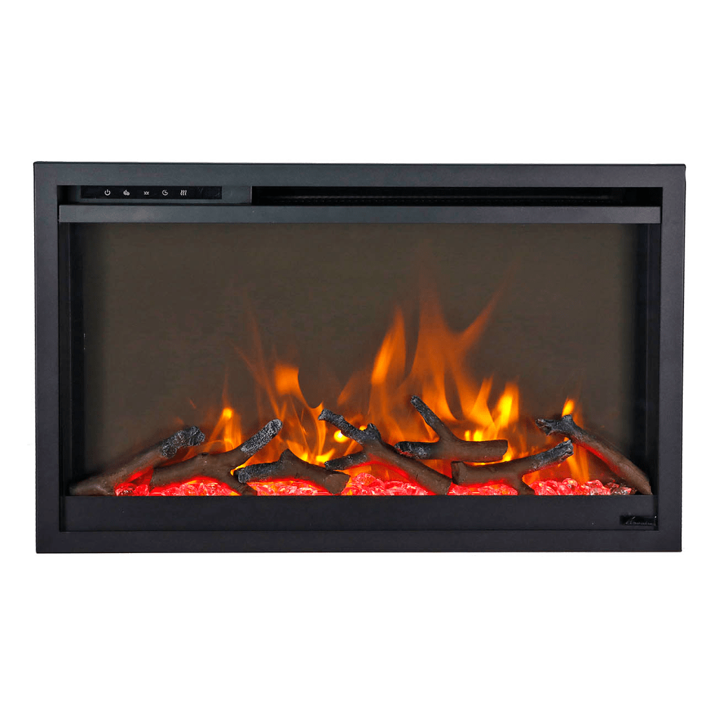 Amantii TRD-30-XS Traditional Xtraslim Smart Electric 30" WiFi Enabled Fireplace, Featuring a Multi Function Remote Control, Multi Flame Speeds and Clear Glass Media