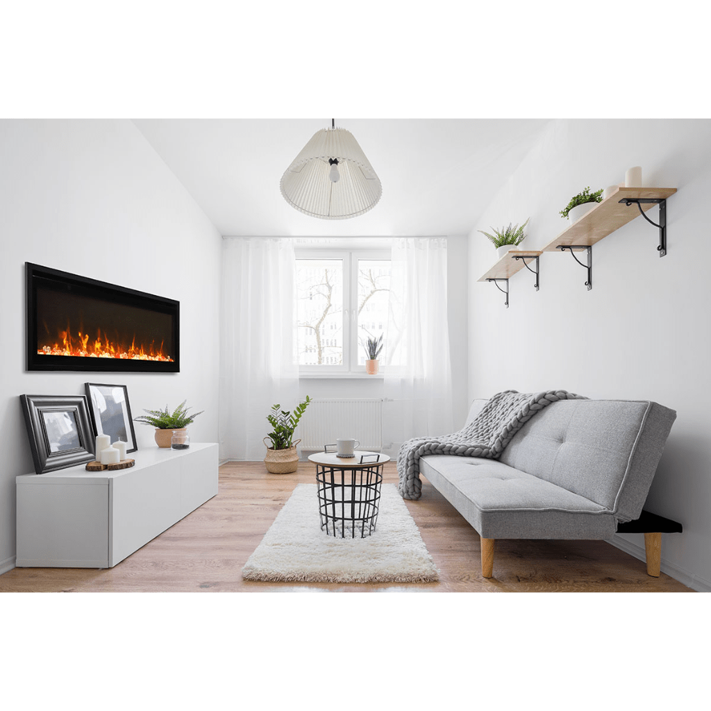 Amantii SYM-SLIM-50 Symmetry Xtraslim Smart Electric  -50" WiFi Enabled Fireplace, Featuring a  MultiFunction  Remote Control, Multi Speed Flame Motor