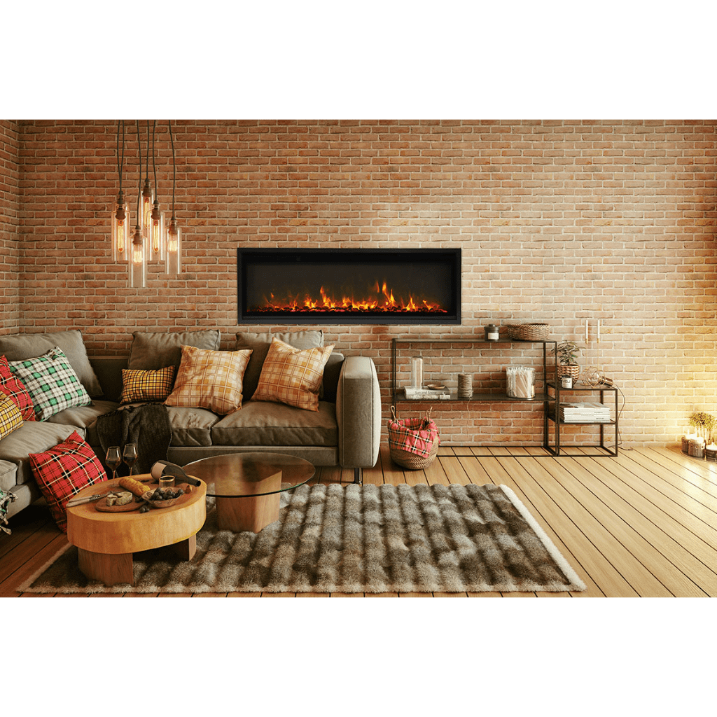 Amantii SYM-SLIM-60 Symmetry Xtraslim Smart Electric  -60" WiFi Enabled Fireplace, Featuring a  MultiFunction  Remote Control, Multi Speed Flame Motor