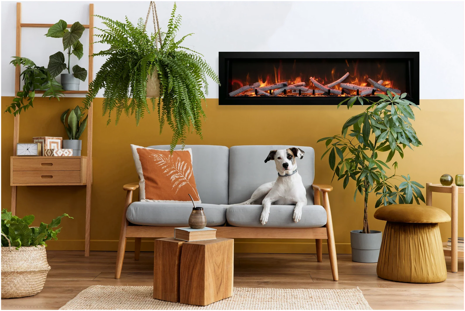 Amantii BI-50-DEEP-XT Panorama Deep & Xtra Tall Full View Smart Electric  - 50" Indoor /Outdoor WiFi Enabled  Fireplace, featuring a MultiFunction Remote, Multi Speed Flame Motor, Glass Media & a Black Trim