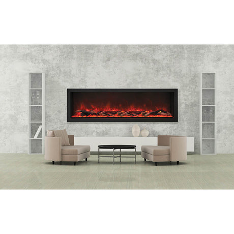 Amantii BI-88-DEEP-XT Panorama Deep & Xtra Tall Full View Smart Electric  - 88" Indoor /Outdoor WiFi Enabled  Fireplace, featuring a MultiFunction Remote, Multi Speed Flame Motor, Glass Media & a Black Trim