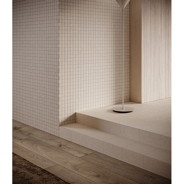 Anatolia Tile 2X2 Basketweave Belgian Linen Ivory Porcelain Mosaics. 1 Sheet = .96 Sq. Ft. 4501-0029-1 (69-566) Ivory Basketweave 2x2 - premium natural stone mosaic tile from Anatolia Tile, available at PoshHaus showroom in Keene, NH