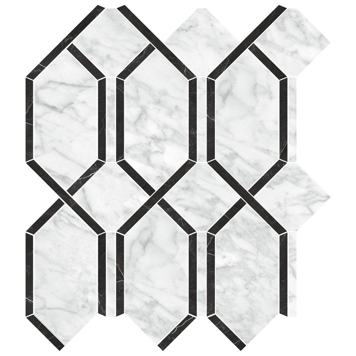 Anatolia Tile La Marca Carrara Modella Polished Porcelain Mosaics. 1 Sheet = 1.10 Sq. Ft. 4501-0408-0 - premium natural stone mosaic tile from Anatolia Tile, available at PoshHaus showroom in Keene, NH