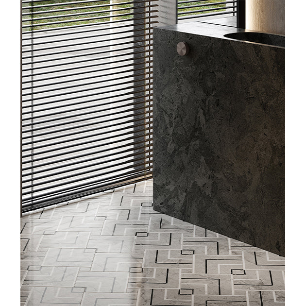 Anatolia Tile La Marca Paradiso Picco Honed Porcelain Mosaics. 1 Sheet = .48 Sq. Ft. Sold In Carton Quantities Of 4.84 Sq. Ft. 4501-0403-0 - premium natural stone mosaic tile from Anatolia Tile, available at PoshHaus showroom in Keene, NH
