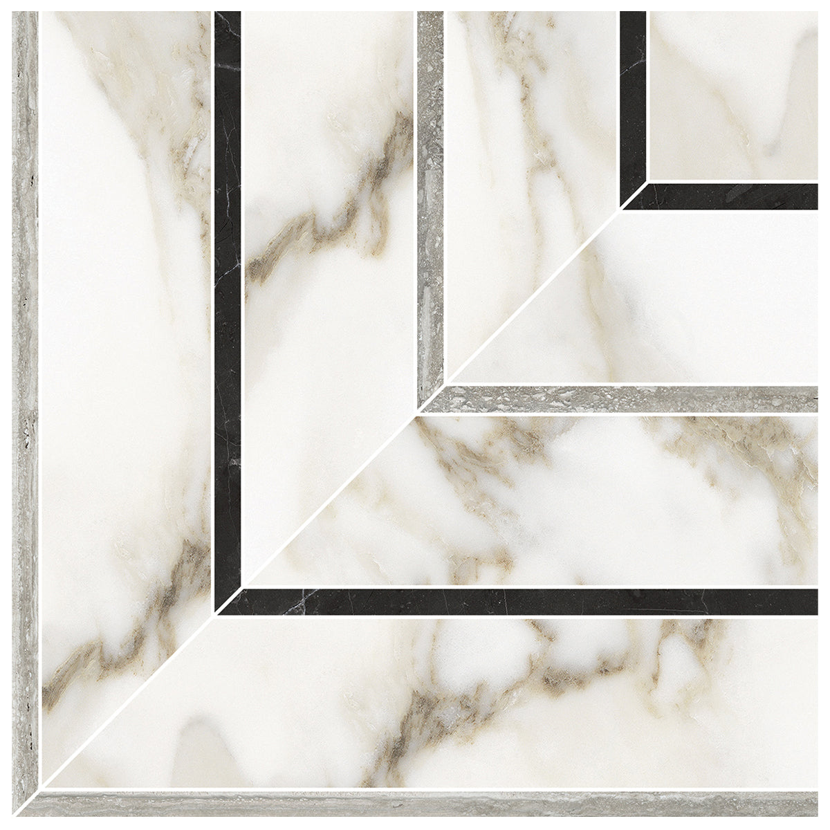Anatolia Tile La Marca Calacatta Picco Honed Porcelain Mosaics. 1 Sheet = .48 Sq. Ft. Sold In Carton Quantities Of 4.84 Sq. Ft. 4501-0401-0 - premium natural stone mosaic tile from Anatolia Tile, available at PoshHaus showroom in Keene, NH